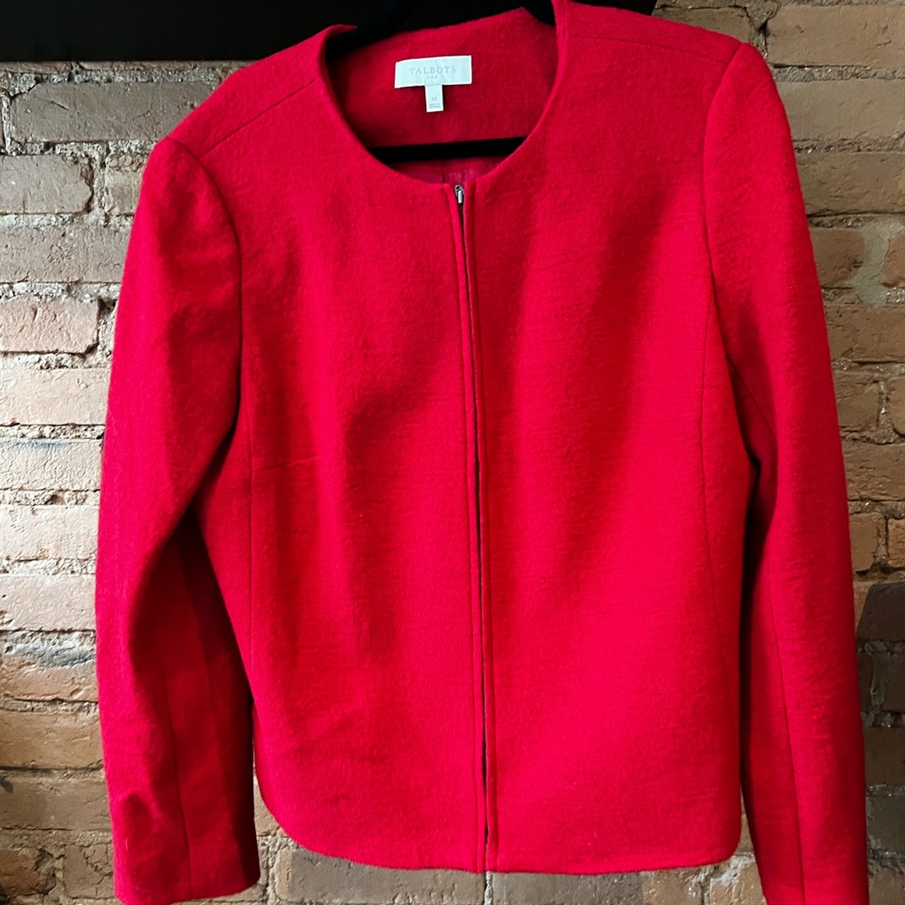 Talbots Women's Red Zip Jacket - Size 14
